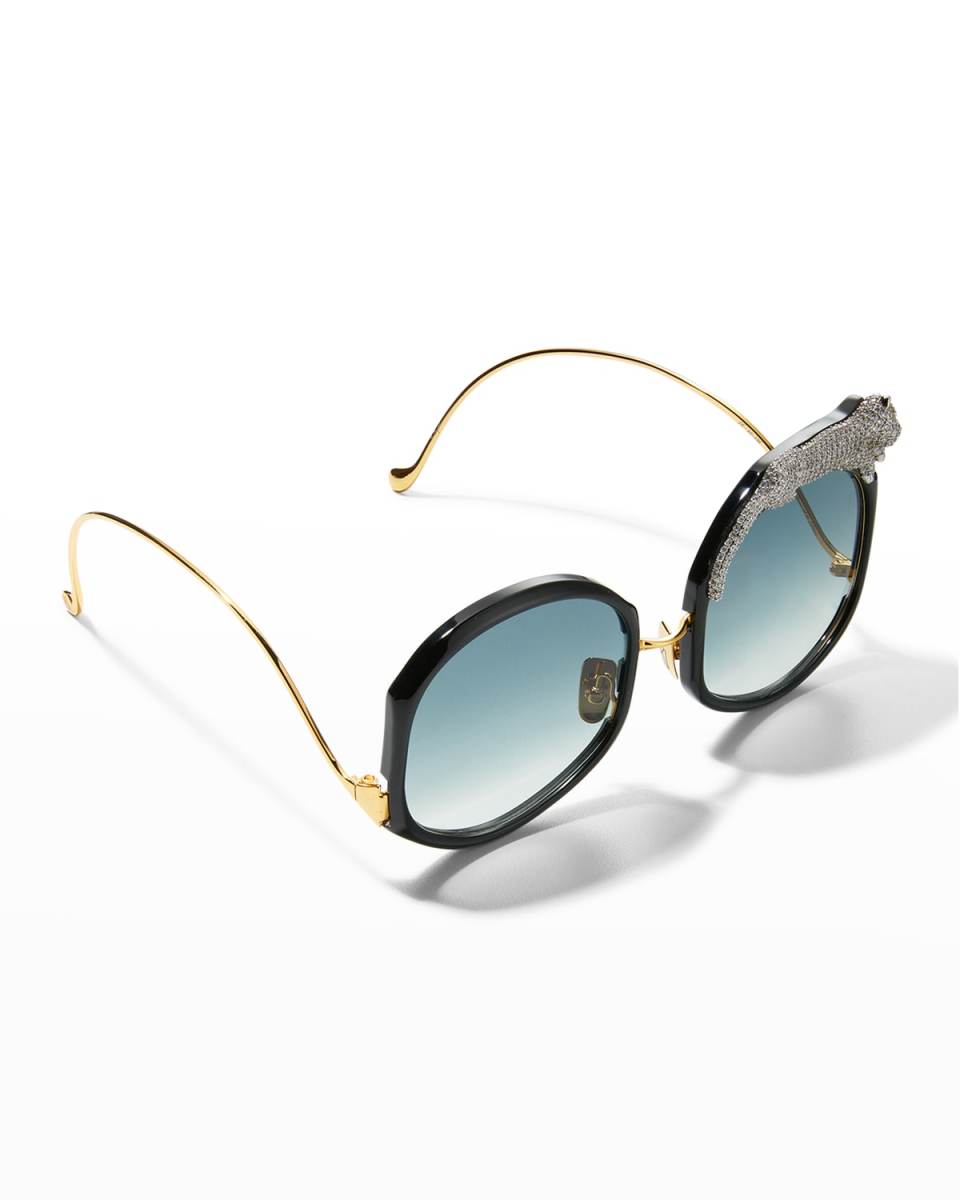Rose Et Le Reve Leopard Round Acetate Sunglasses