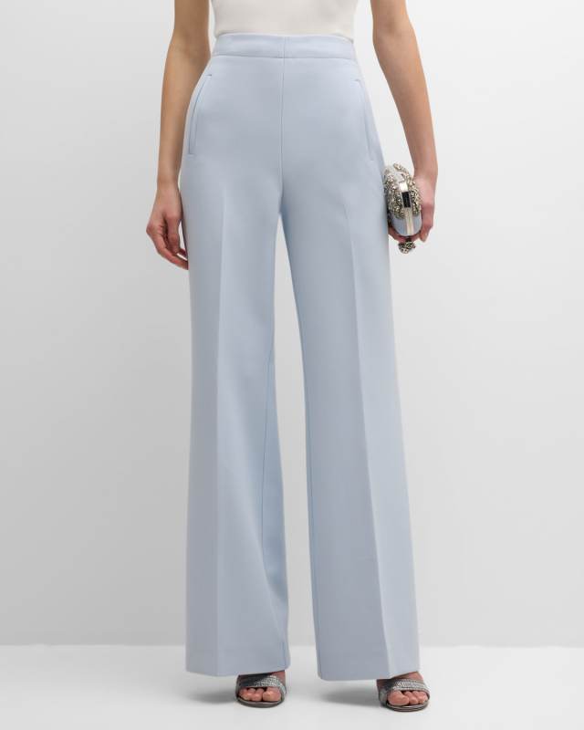 High-Rise Straight-Leg Crepe Trousers