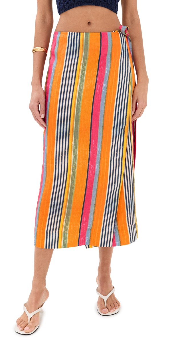 STAUD Kaitlin Skirt Multi Bayadere Stripe