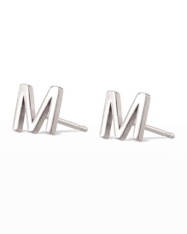 White Gold Mini Initial Earring