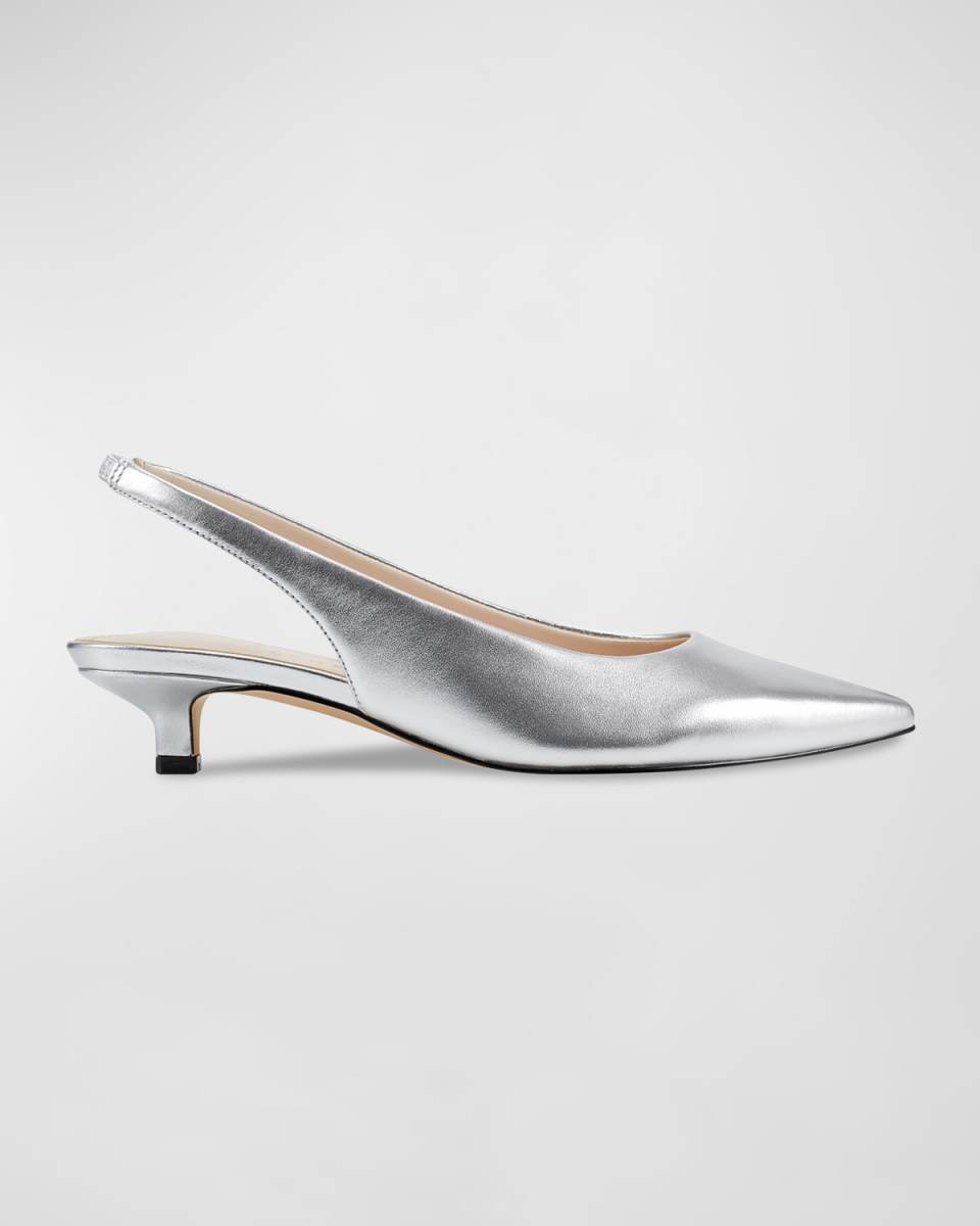 Posey Slingback Kitten-Heel Pumps