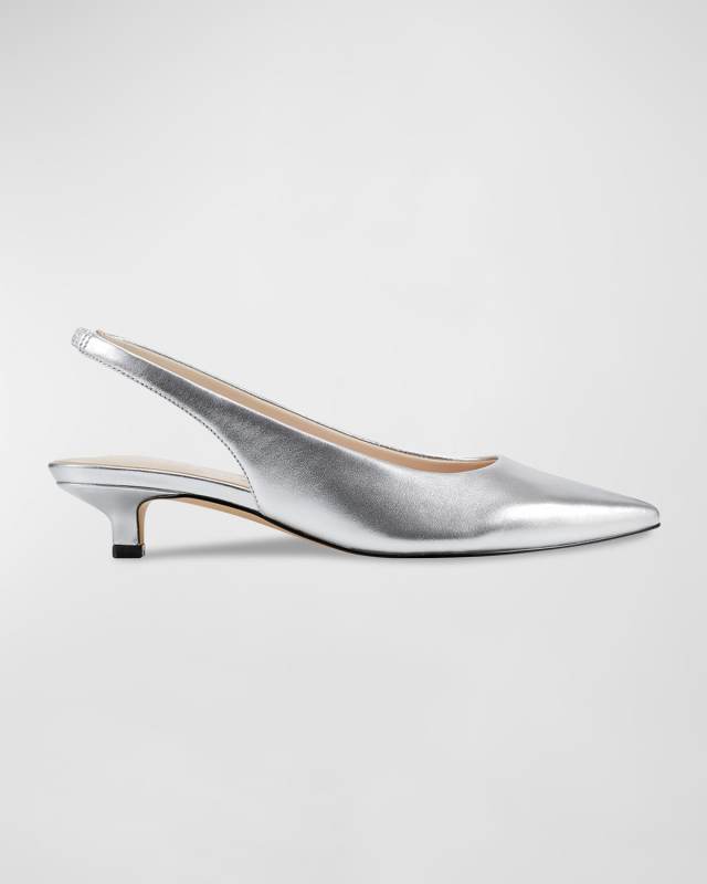 Posey Slingback Kitten-Heel Pumps