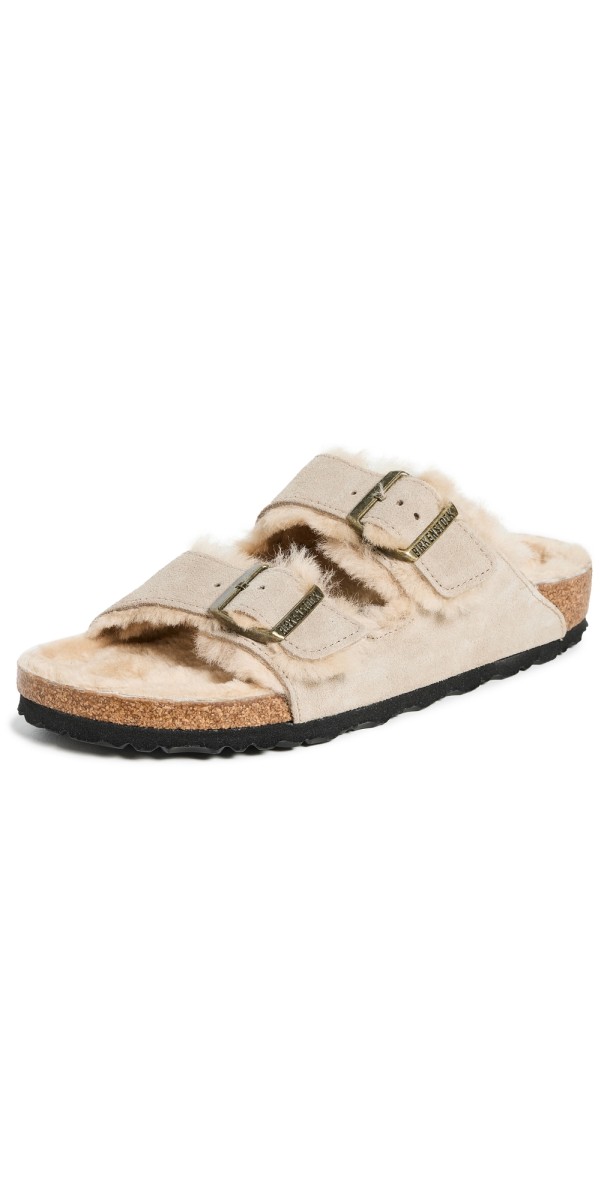 Birkenstock Arizona Shearling Sandals Taupe