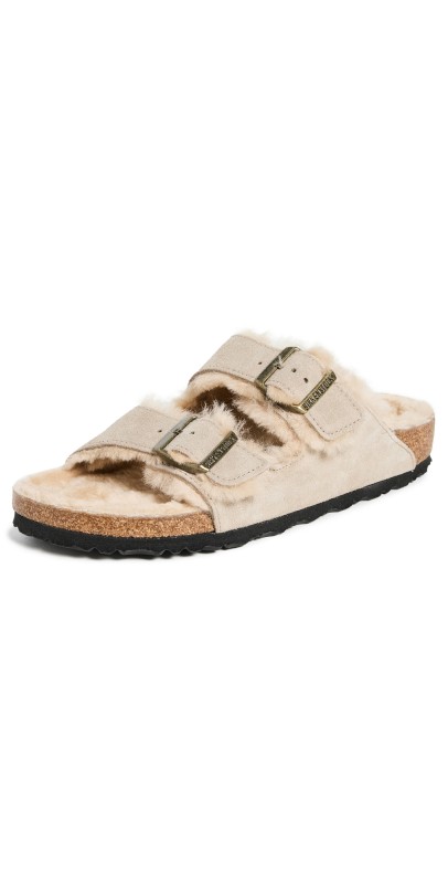 Birkenstock Arizona Shearling Sandals Taupe