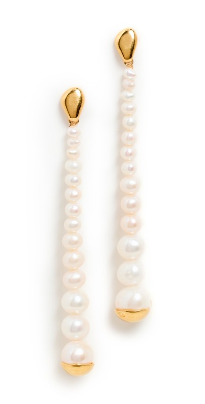Chan Luu Pearl Linear Drop Earrings White Pearl