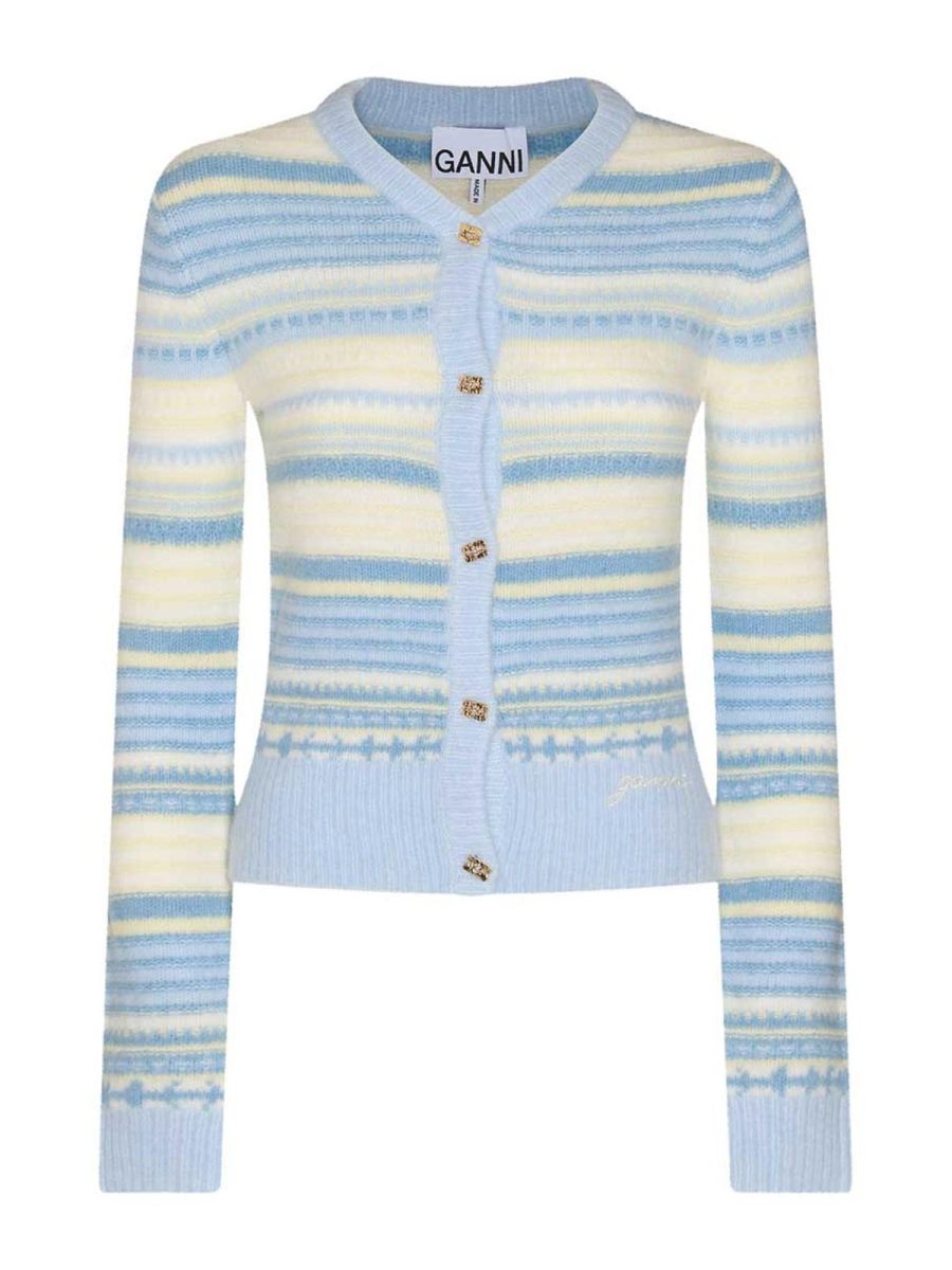 Ganni Pull Col Rond - Bleu