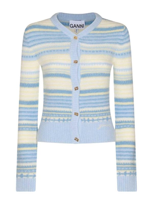 Ganni Pull Col Rond - Bleu