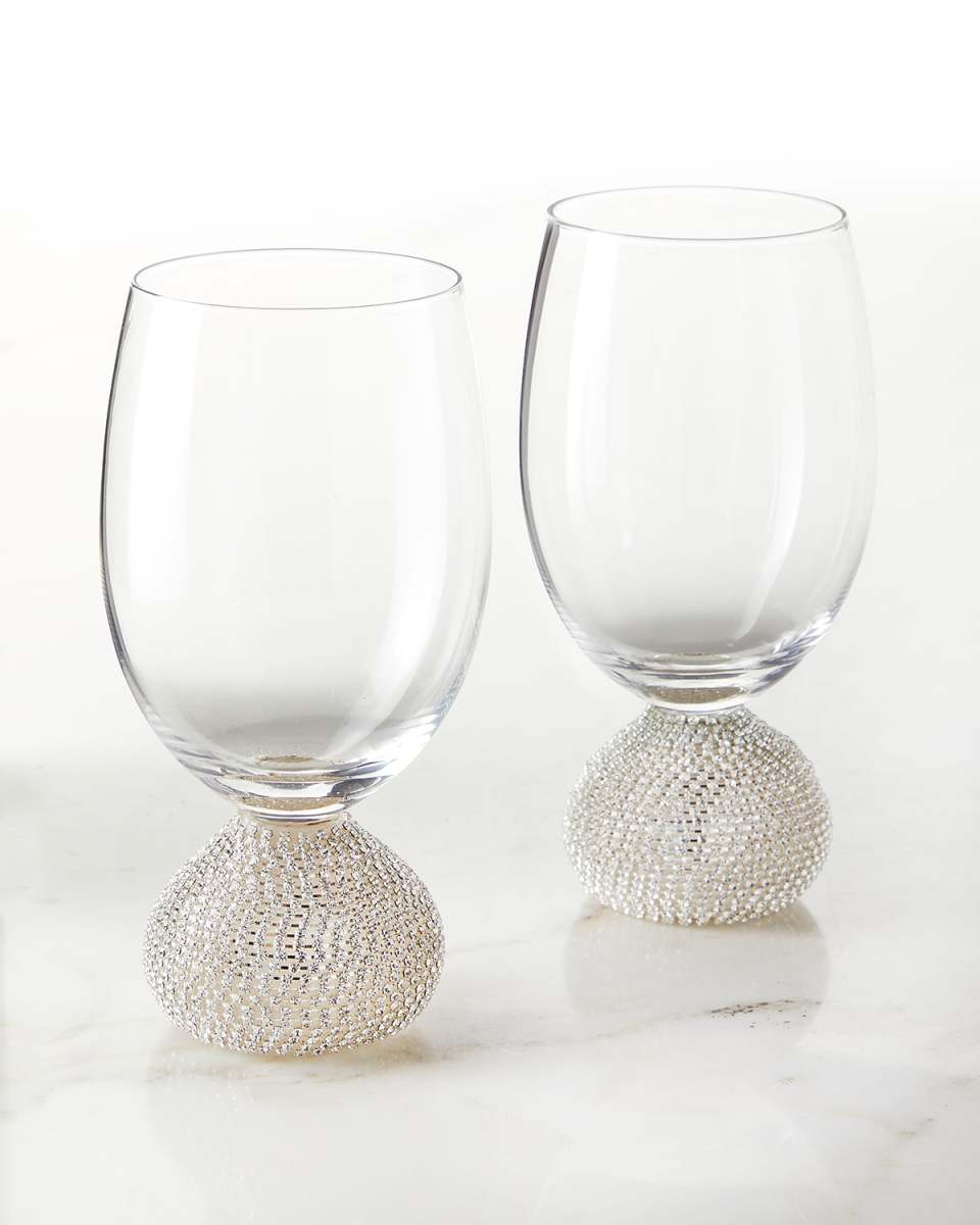 Silver Bling Wine Glasses, Set of 2