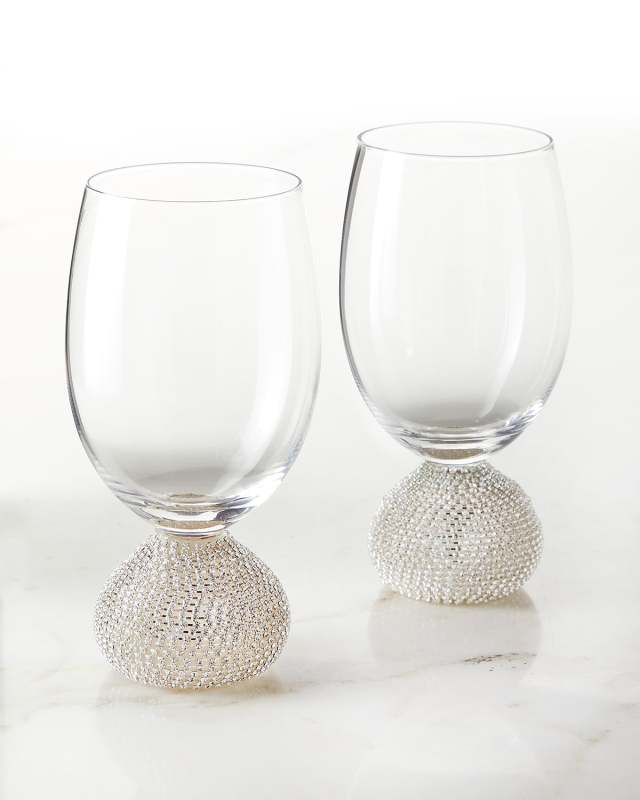 Silver Bling Wine Glasses, Set of 2