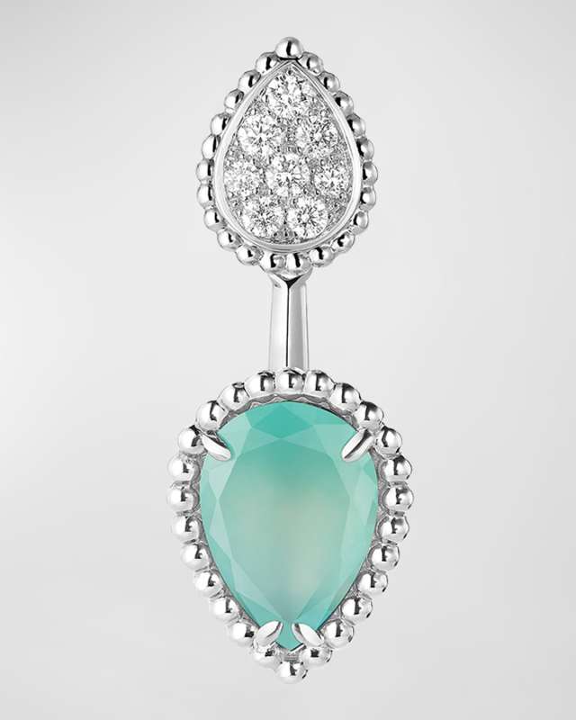 Serpent Boheme 18K White Gold Diamond & Aquaprase Single Earring