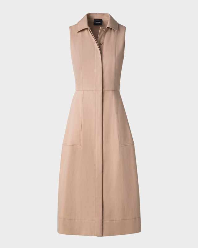 Sleeveless Cotton Midi Shirtdress