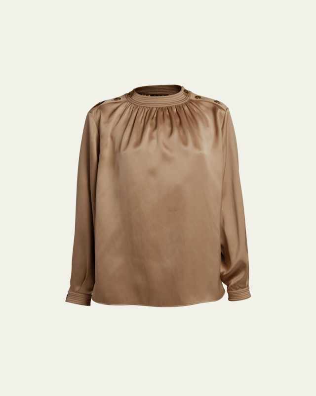 Josephine Shoulder-Button Silk Blouse