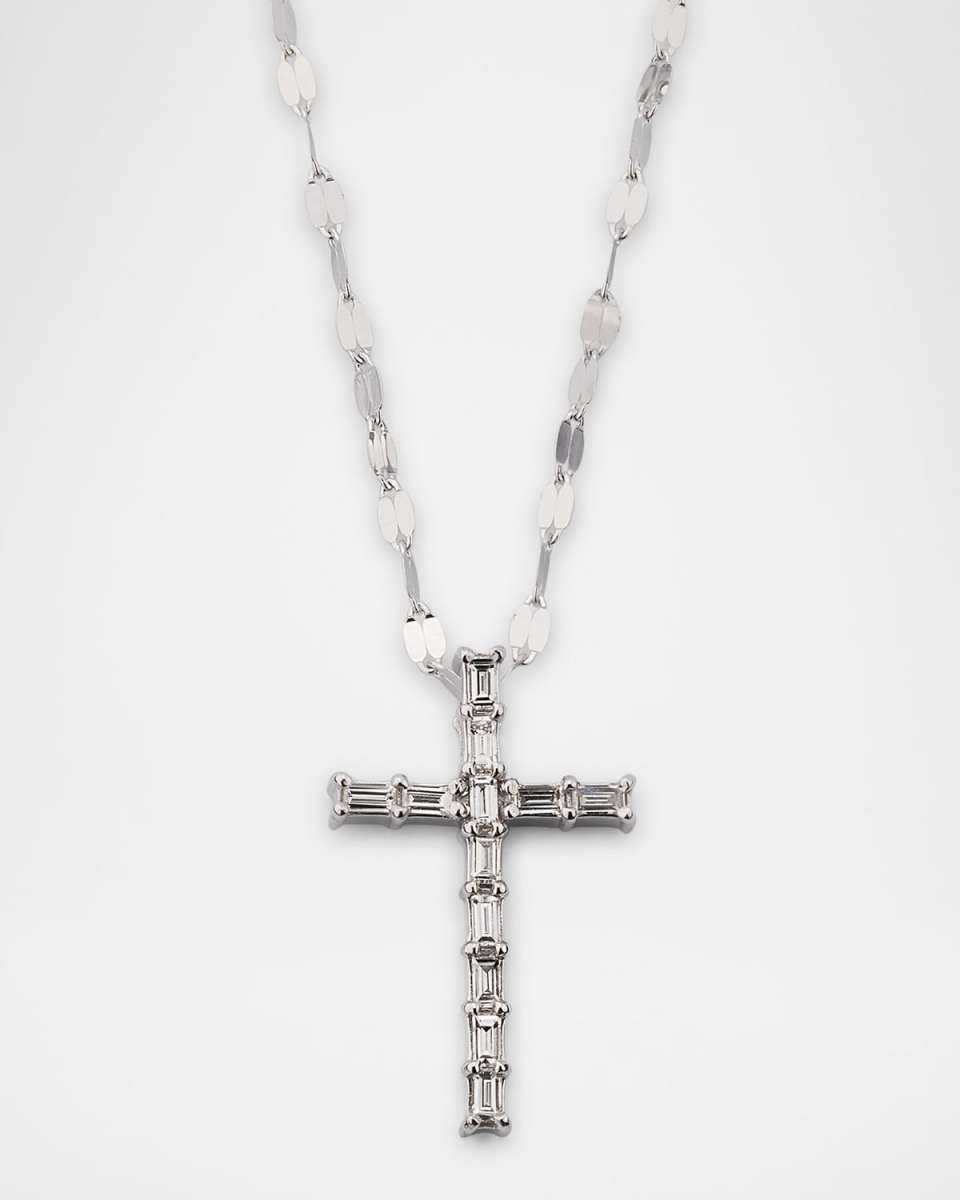 Baguette Everyday Cross Pendant Necklace with Jump Ring, 16-18"L