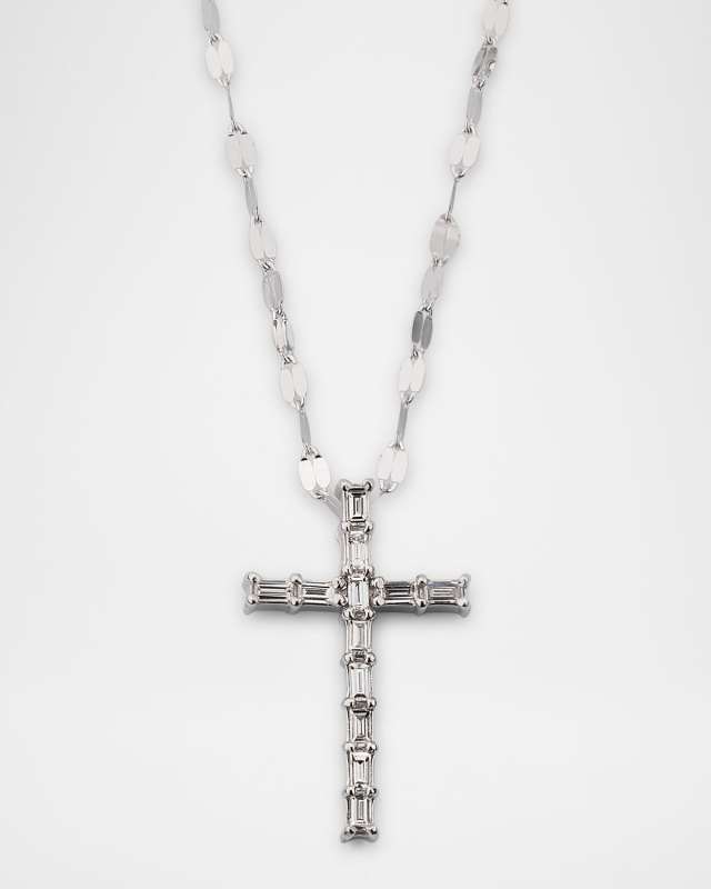 Baguette Everyday Cross Pendant Necklace with Jump Ring, 16-18"L