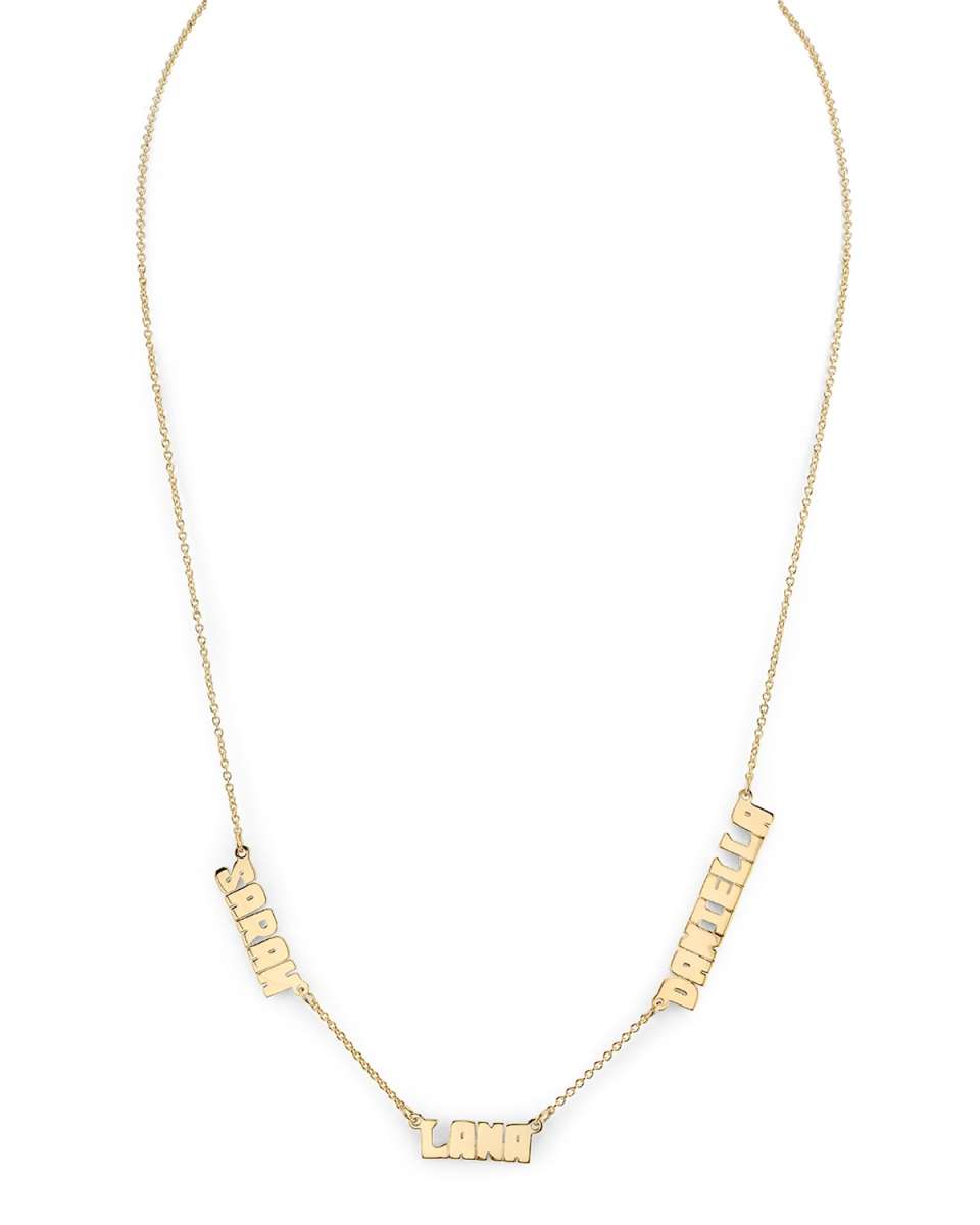 Ava 14k Gold Three-Name Necklace in Uppercase