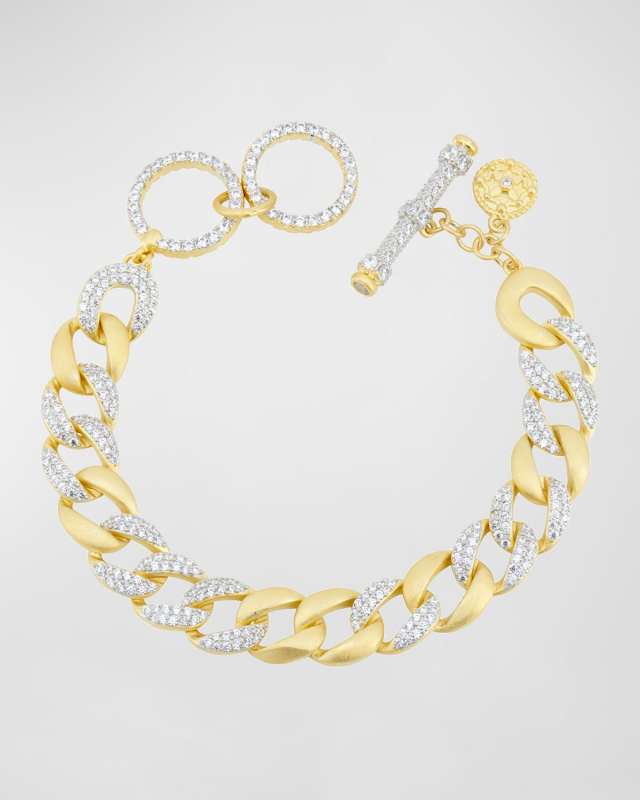 Pave Cubic Zirconia Chain-Link Bracelet