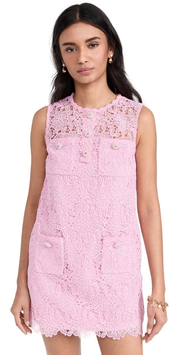 Self Portrait Pink Lace Mini Dress Pink