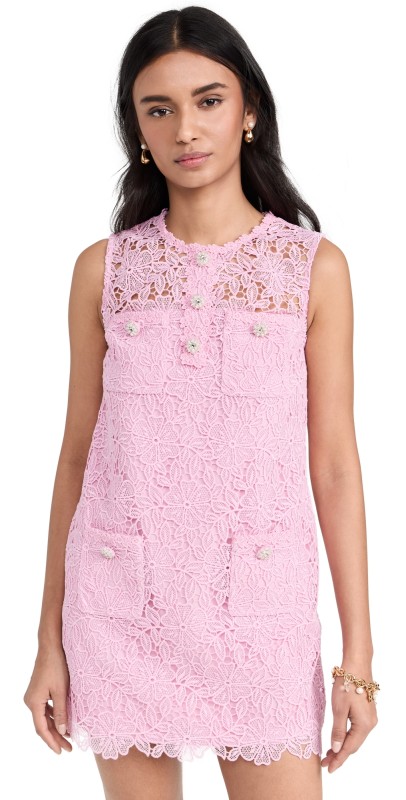 Self Portrait Pink Lace Mini Dress Pink