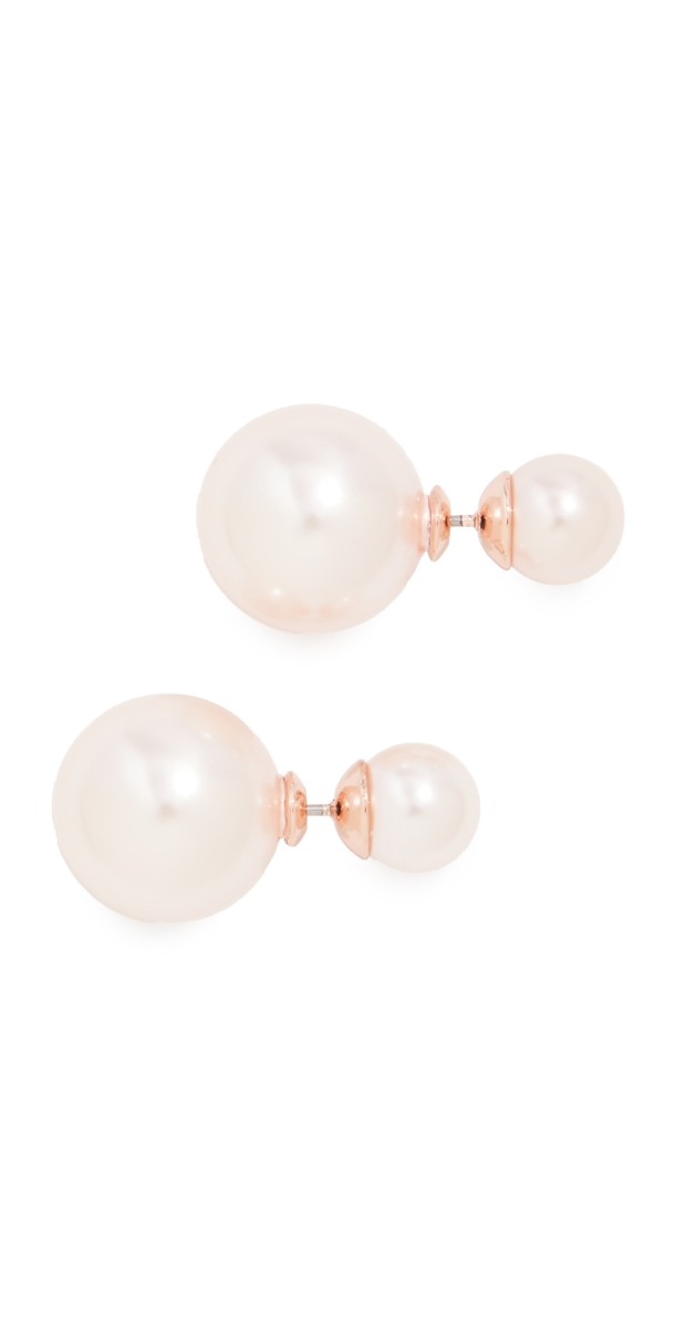 SHASHI Double Earrings Rose Pearl