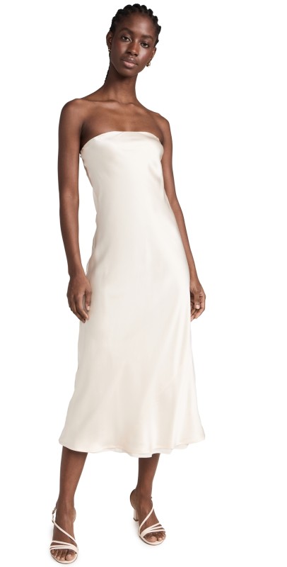 Reformation Joana Silk Dress Fior Di Latte