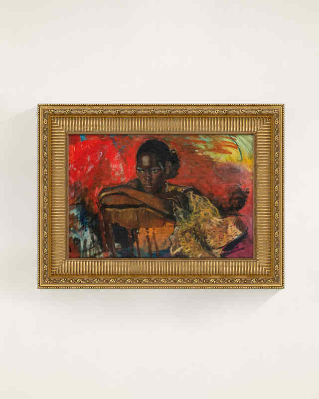 "Lady Sitting Holding Back of Chair" Framed Giclee by Boscoe Holder, 34" x 24"