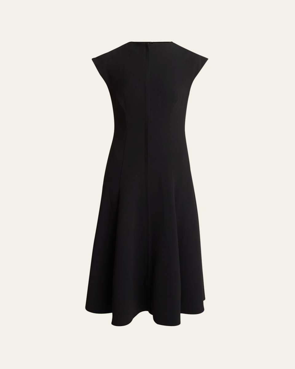Georgia Cap-Sleeve Viscose Crepe Midi Dress