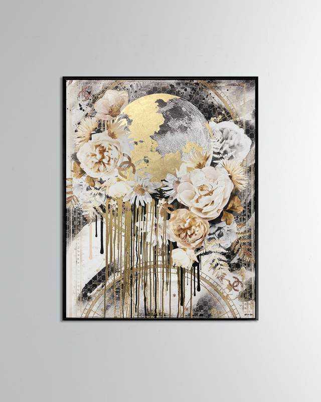 'Celestial Floral' Hand-Embellished Giclee