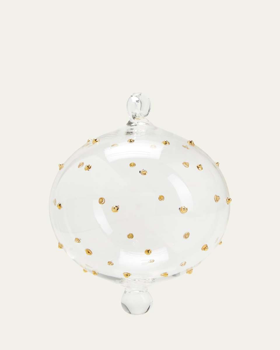 Gold Dots Clear Drop Christmas Ornament