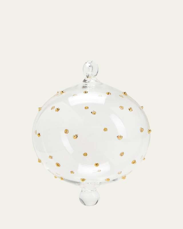 Gold Dots Clear Drop Christmas Ornament