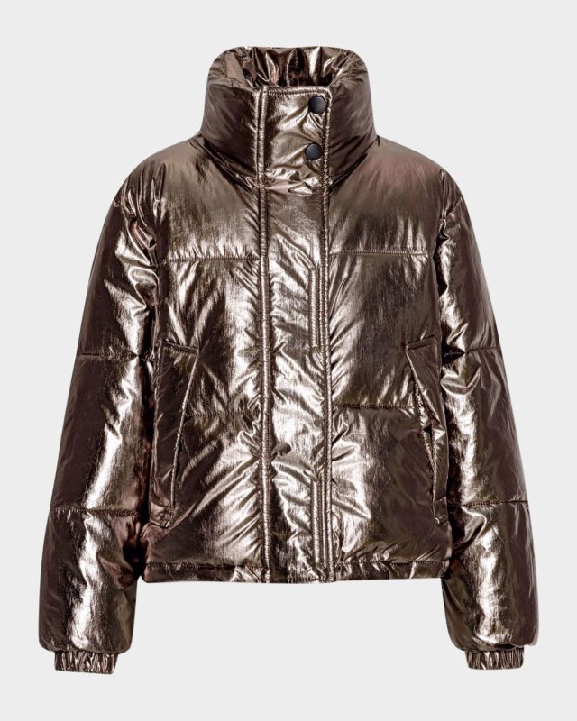 Girl's Hansine Metallic Puffer Coat, Size 8-