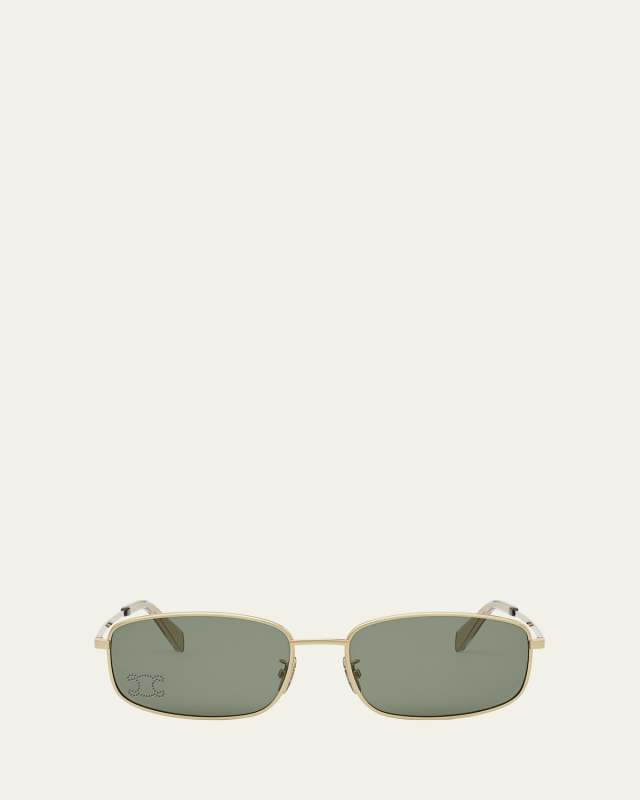 Embellished Triomphe Metal Rectangle Sunglasses