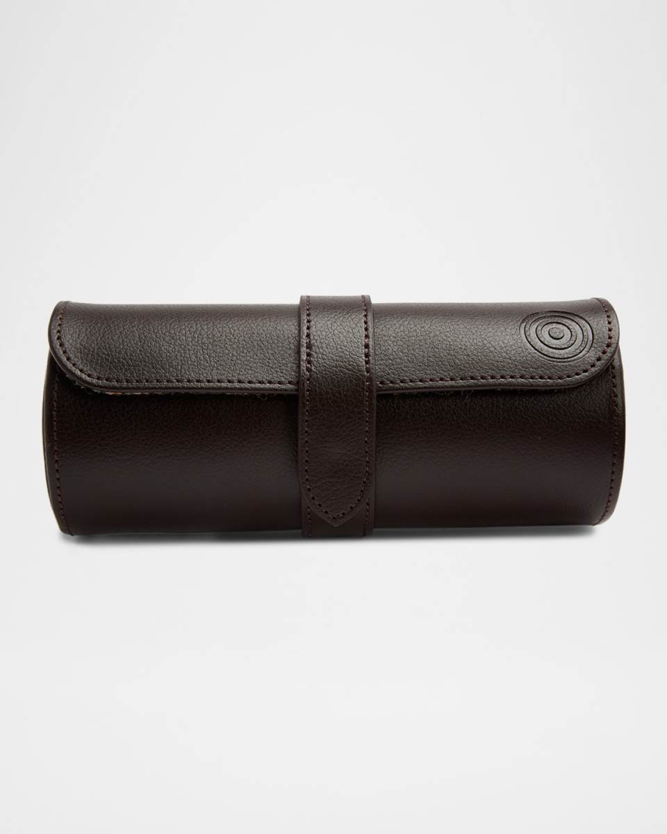 X WM Brown Watch Roll With Cigar Case
