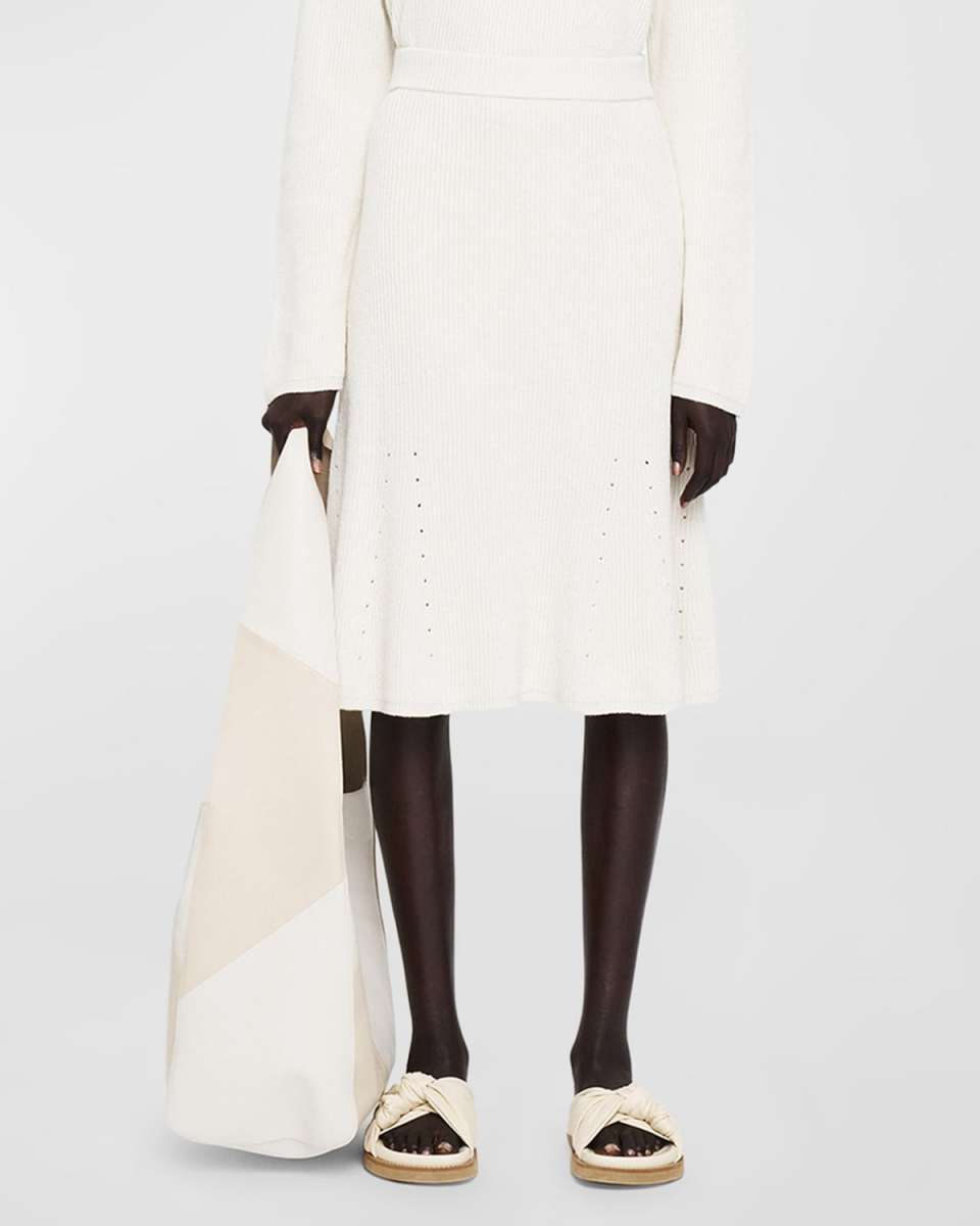 Ribbed A-Line Midi Skirt