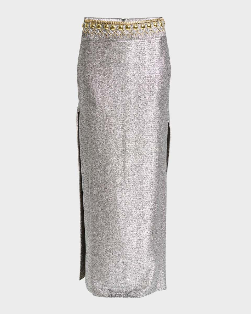 Jupe Metallic Jersey Embellished Maxi Skirt