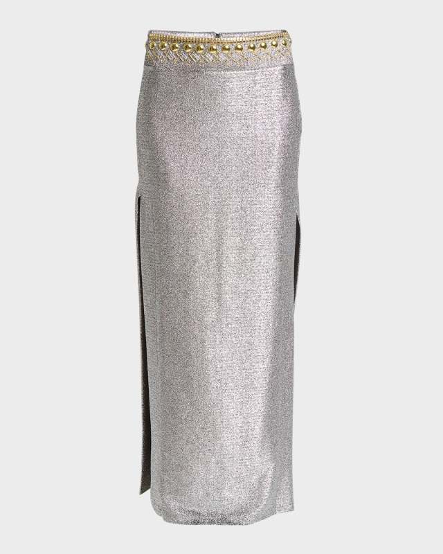 Jupe Metallic Jersey Embellished Maxi Skirt