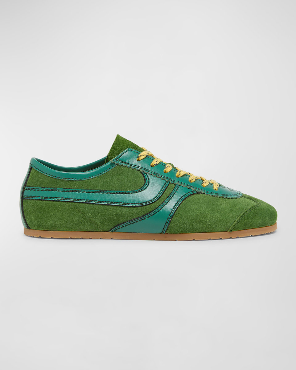 Mixed Leather Retro Runner Sneakers