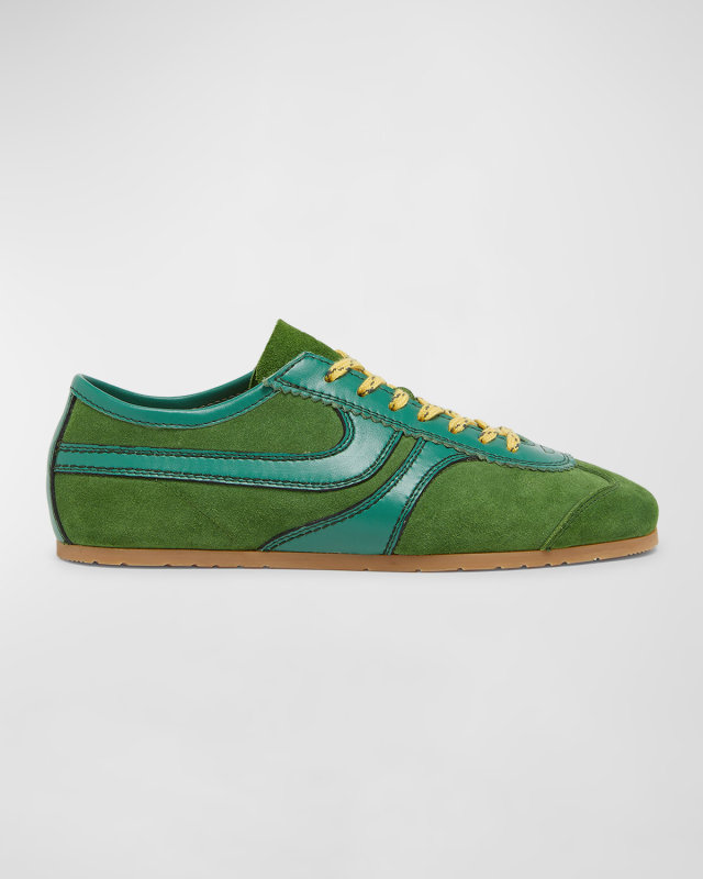 Mixed Leather Retro Runner Sneakers