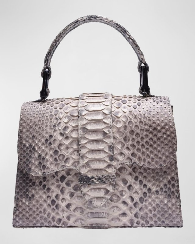 La Marguerite Mini Python Top-Handle Bag