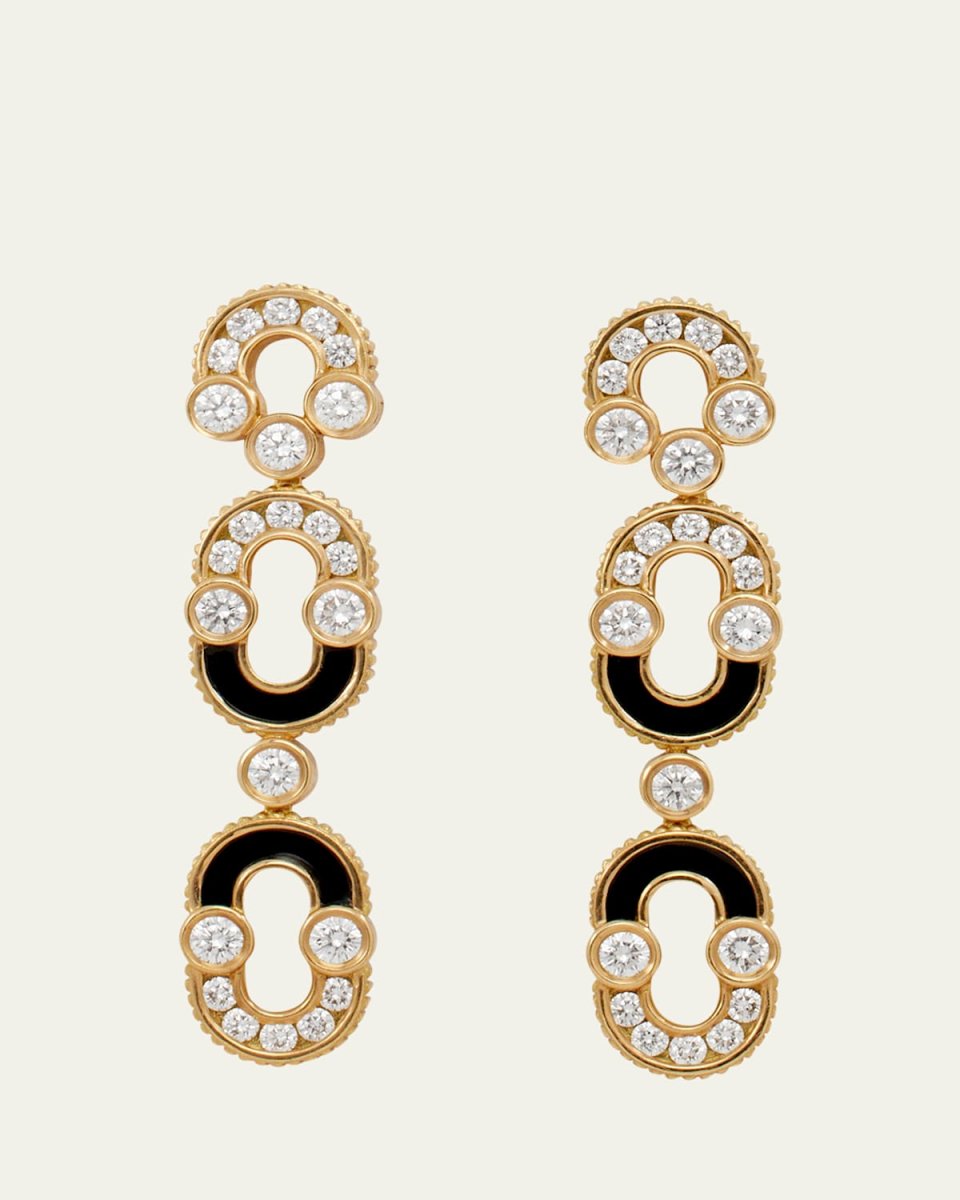 Magnetic Duo Earrings in Onyx, 18K Yellow Gold and Diamonds