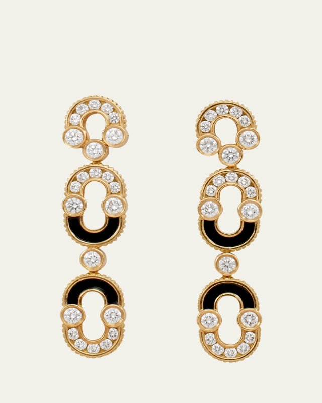 Magnetic Duo Earrings in Onyx, 18K Yellow Gold and Diamonds
