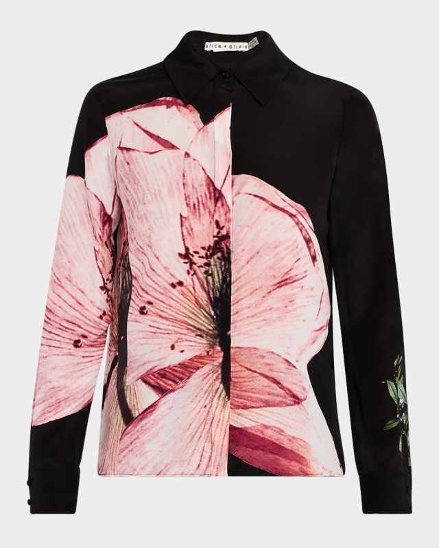 Luna Floral Willa Silk Placket Top
