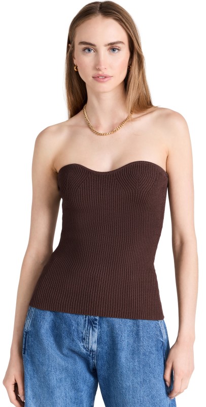 Pixie Market Brown Cass Bustier Knit Top Brown