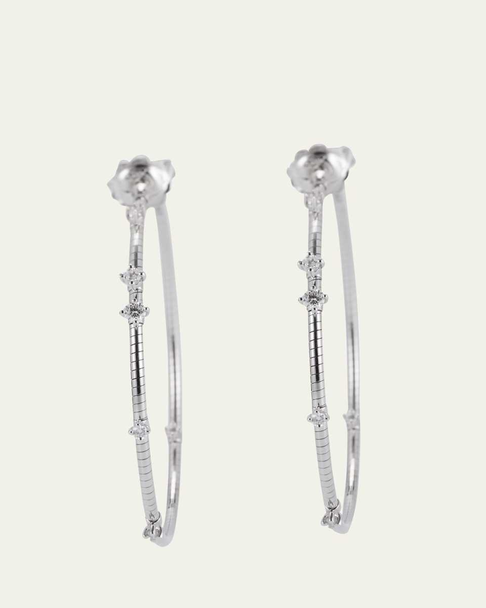 18K White Gold 40mm Diamond Hoop Earrings
