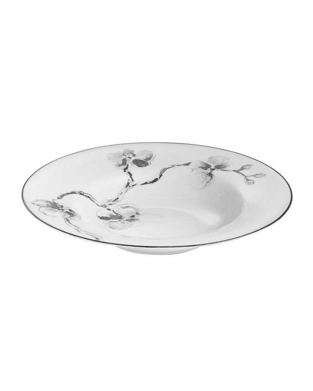 Black Orchid Rimmed Bowl