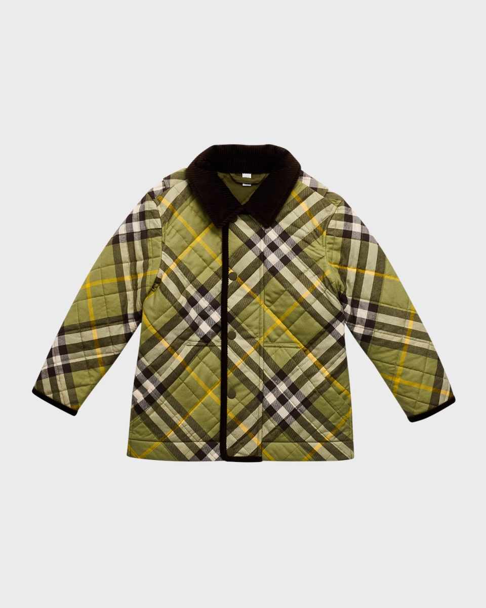 Boy's Grayson Check Quilted Jacket, Size 3-1