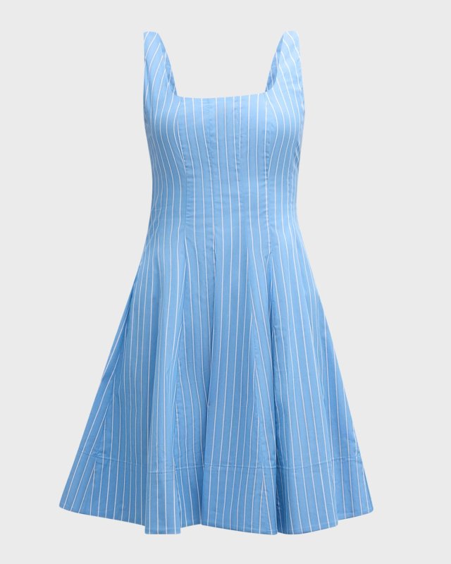 Wells Pinstripe Cotton Poplin Sleeveless Mini Dress
