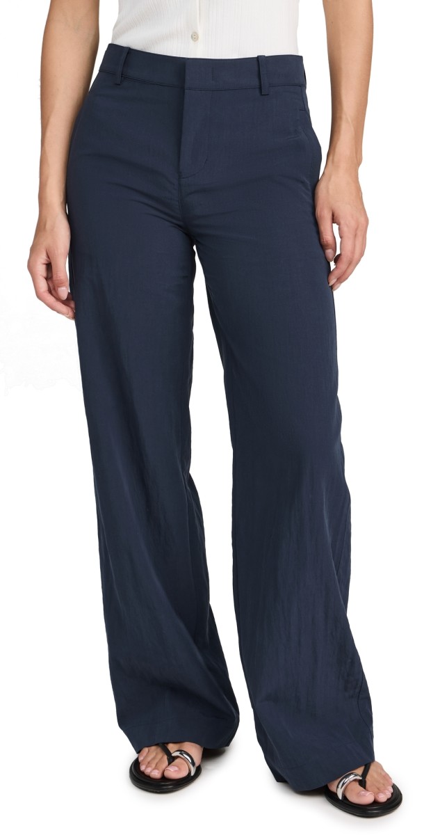 Vince Mid Rise Textured Wide Leg Trousers Lt Coastal