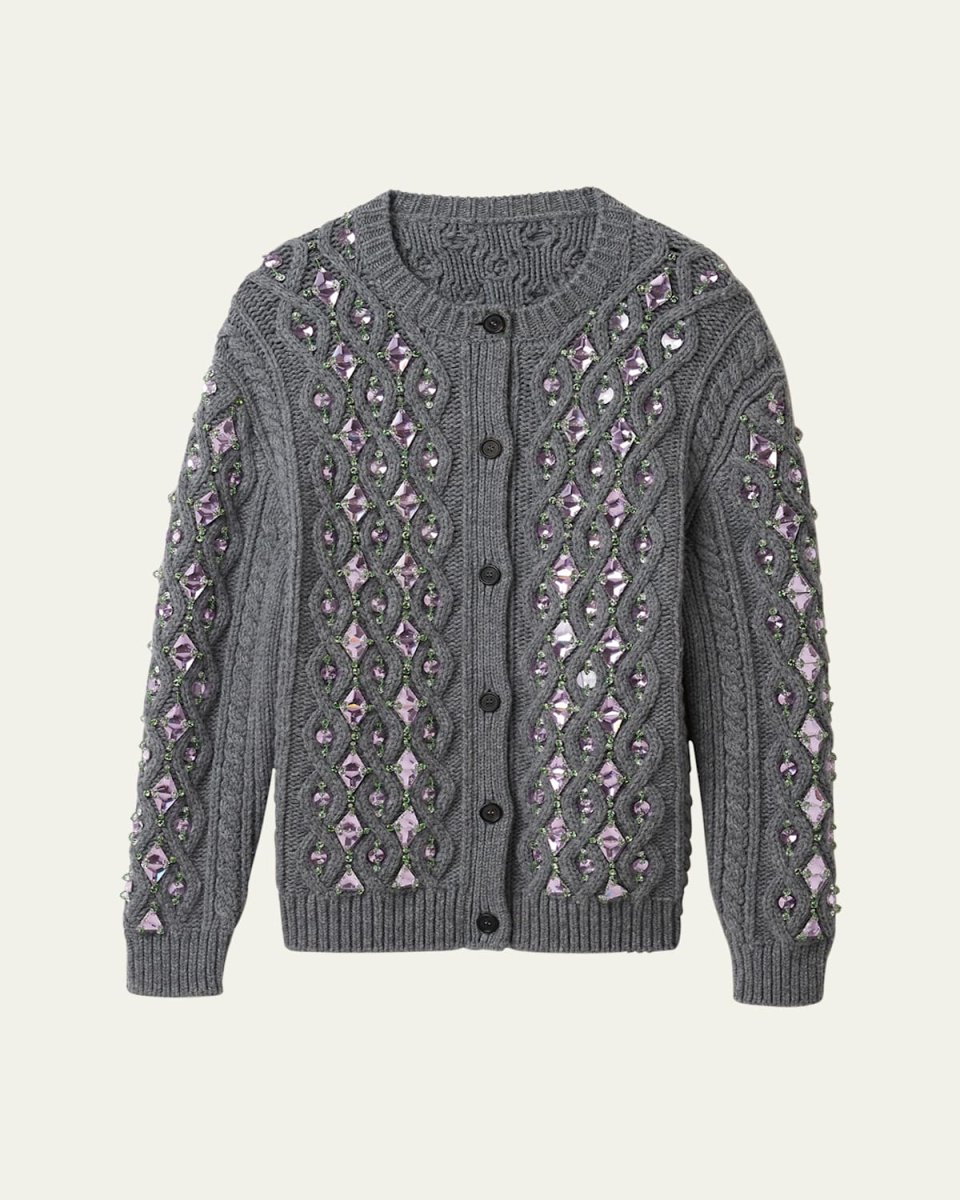 Crystal Oversized Cable Wool Cardigan