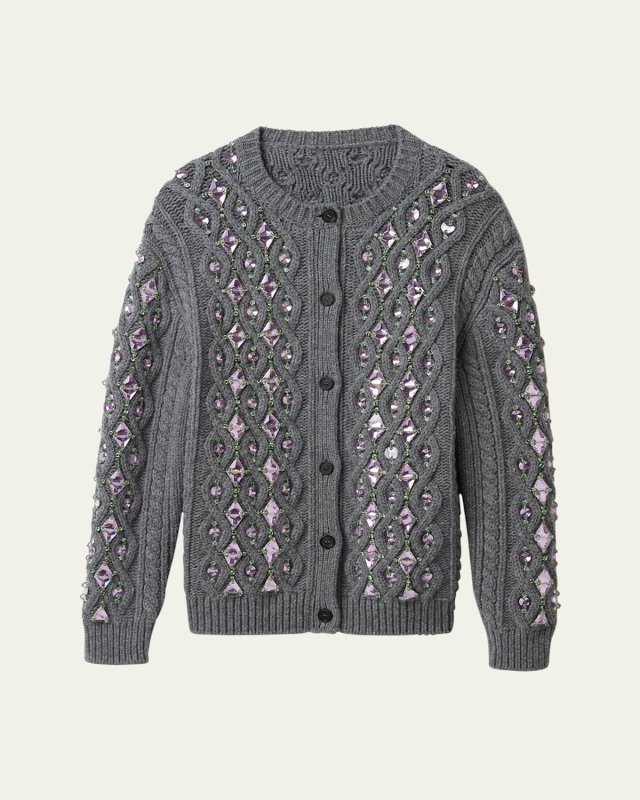 Crystal Oversized Cable Wool Cardigan