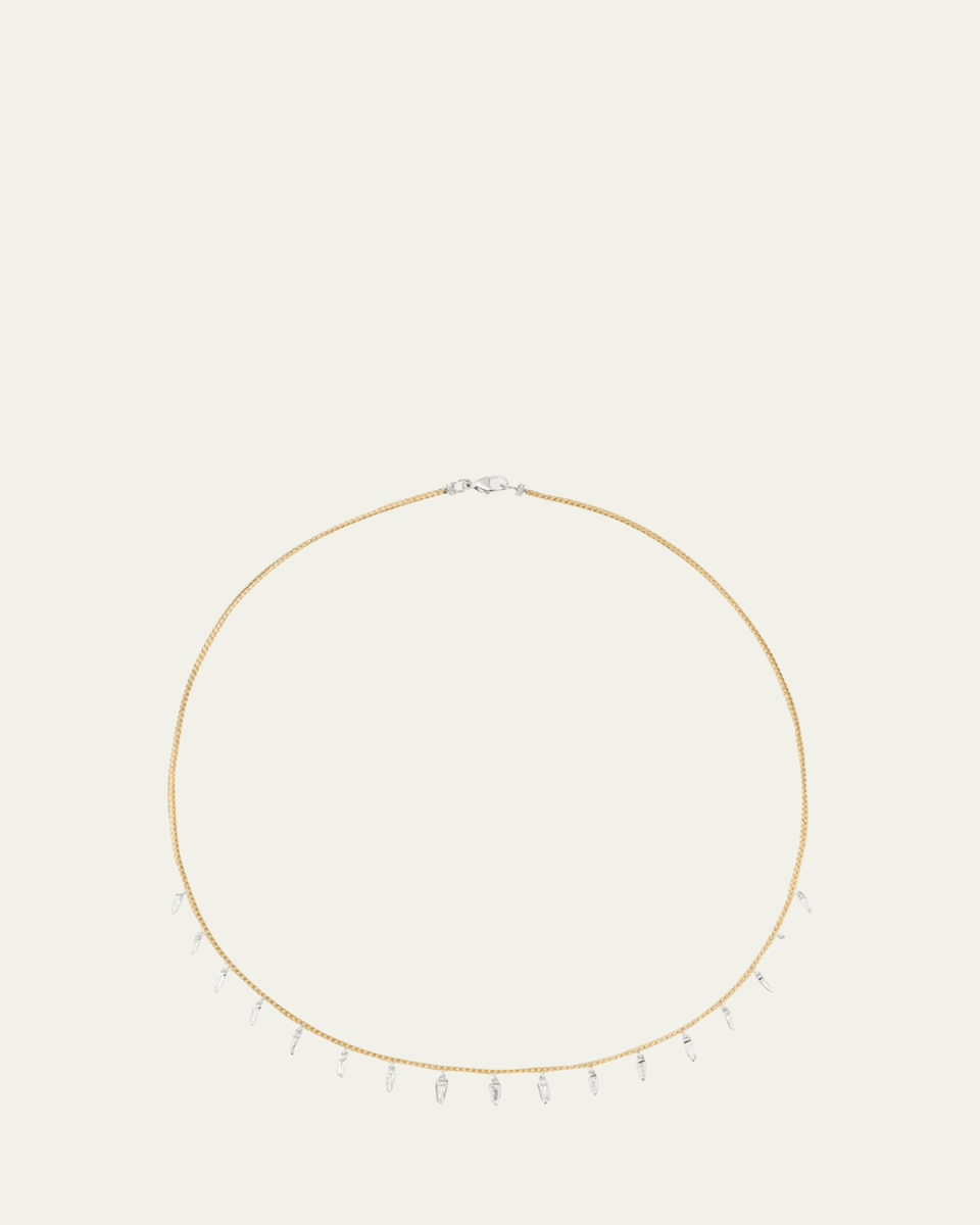 18K Gold Together Necklace with Diamond Fringe